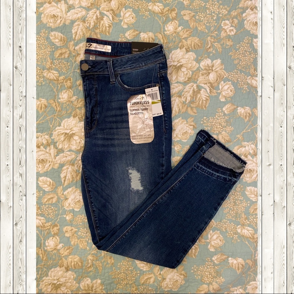 Women’s Seven7 Skinny Jeans angled raw hem 14 NWT